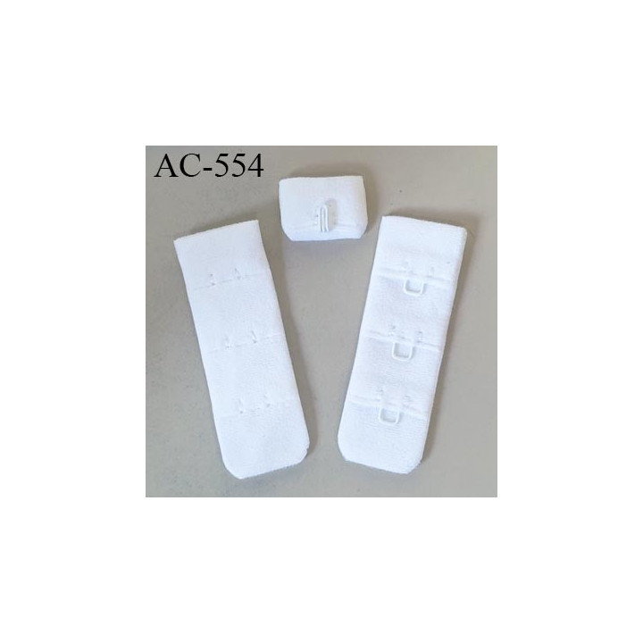 Agrafe attache 19 mm de sg  soutien gorge 3 rangés 1 crochets largeur 19 mm hauteur 55 mm couleur blanc fabriqué en France