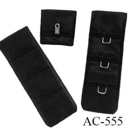 Agrafe attache 19 mm de sg  soutien gorge 3 rangés 1 crochets largeur 19 mm hauteur 55 mm couleur noir fabriqué en Europe