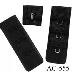 Agrafe attache 19 mm de sg  soutien gorge 3 rangés 1 crochets largeur 19 mm hauteur 55 mm couleur noir fabriqué en Europe