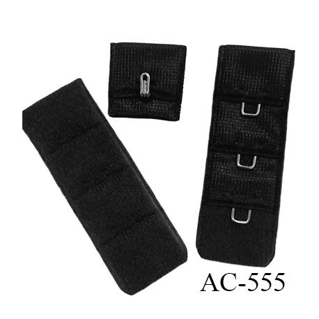 Agrafe attache 19 mm de sg soutien gorge 3 rangés 1 crochets largeur 19 mm hauteur 55 mm couleur noir fabriqué en Europe