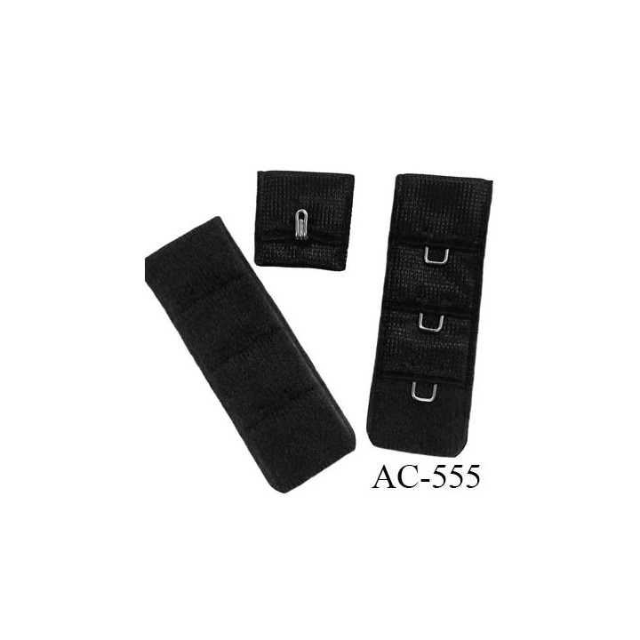 Agrafe attache 19 mm de sg  soutien gorge 3 rangés 1 crochets largeur 19 mm hauteur 55 mm couleur noir fabriqué en Europe