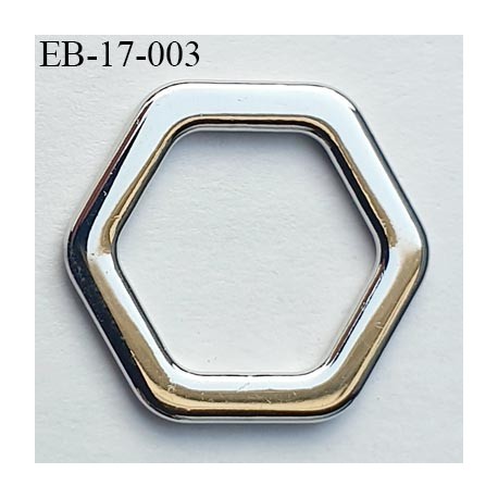 Boucle anneau étrier 12 mm intérieur anneau hexagonal fermé métal couleur chromé largeur extérieur 17 mm de coté à coté