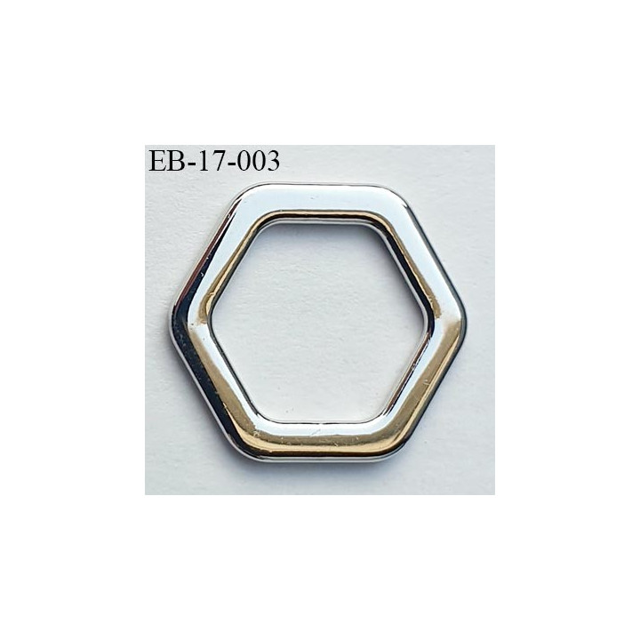Boucle anneau étrier 12 mm intérieur anneau hexagonal fermé métal couleur chromé largeur extérieur 17 mm de coté à coté