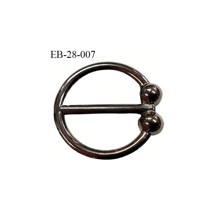 Boucle anneau étrier 22 mm intérieur anneau  rond fermé métal couleur acier chromé diamètre extérieur 2.8 cm intérieur 2.2 cm