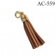 Pendentif 38 mm pompon lanière façon cuir couleur marron clair et foncé support attache anneau en métal couleur or diamètre 8 mm