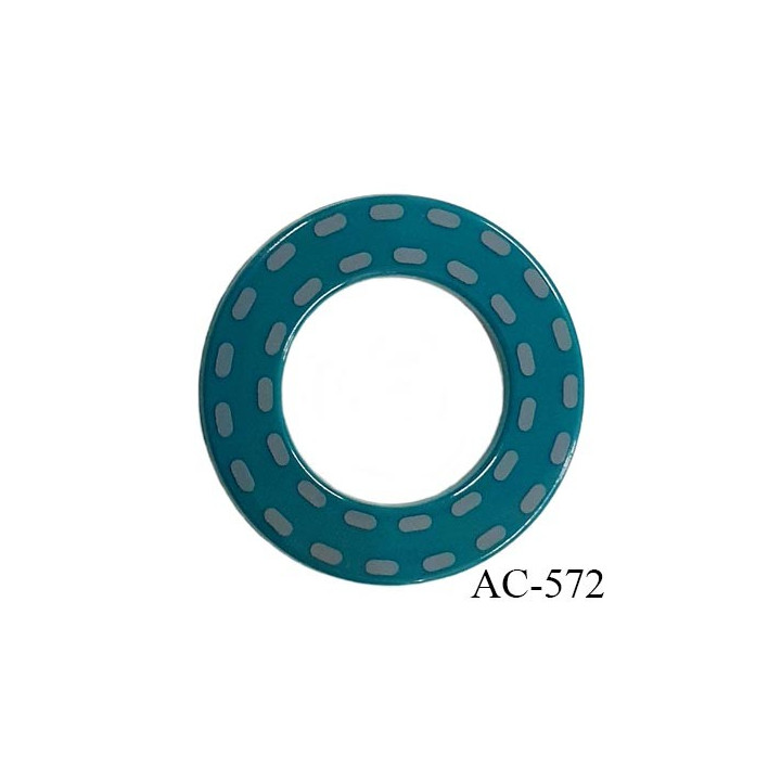 Anneau pvc 41 mm pour lingerie ou autre couleur vert brillant et pointillé gris diamètre extérieur 41 mm  intérieur 24 mm