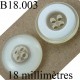 bouton 18 mm couleur blanc et transparent brillant 4 trous diamètre 18 mm