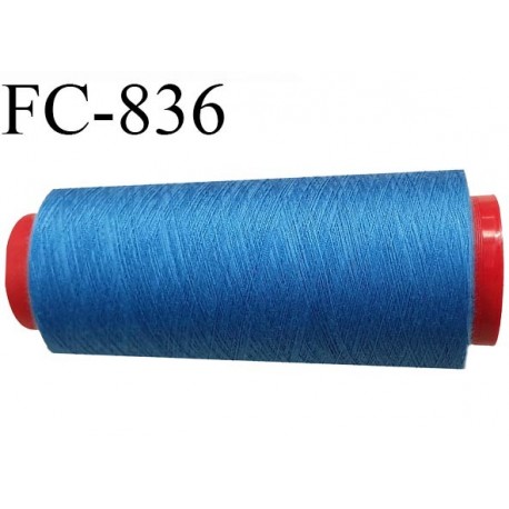 CONE 2000 m fil Polyester n° 120 couleur bleu longueur 2000 mètres fil européen bobiné en France certifié oeko tex