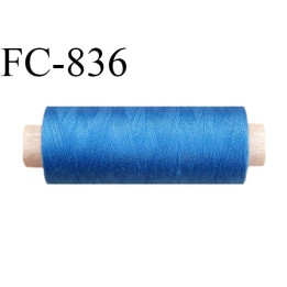 Bobine 500 m fil Polyester n° 120  bleu lumineux 500 mètres fil européen bobiné en Europe ou France certifié oeko tex