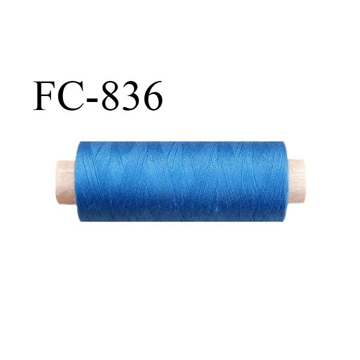 Bobine 500 m fil Polyester n° 120  bleu lumineux 500 mètres fil européen bobiné en Europe ou France certifié oeko tex