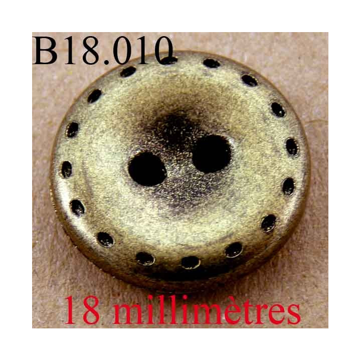 bouton 18 mm couleur doré et noir 2 trous diamètre 18 mm