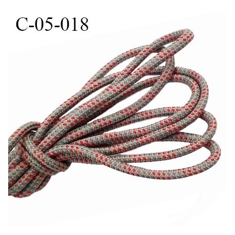 cordon synthétique 5 mm couleur gris et rouge diamètre 5 mm haut de gamme très solide prix au mètre