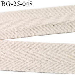 biais galon ruban sergé 25 mm couleur écru chiné  coton souple et doux largeur 25 mm prix au mètre