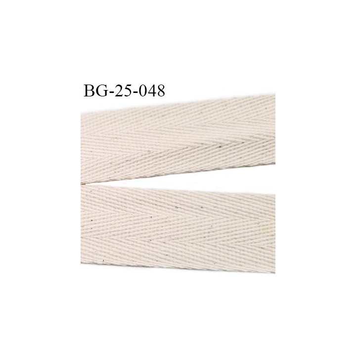 biais galon ruban sergé 25 mm couleur écru chiné  coton souple et doux largeur 25 mm prix au mètre
