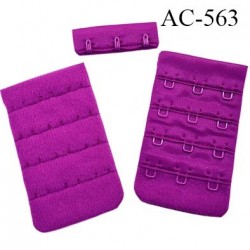 Agrafe attache 43 mm  de soutien gorge 4 rangées 3 crochets largeur 43 mm hauteur 70 mm couleur cyclamen fabriqué en France