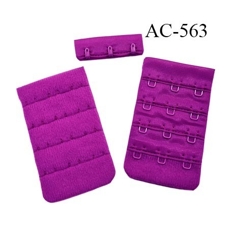 Agrafe attache 43 mm de soutien gorge 4 rangées 3 crochets largeur 43 mm hauteur 70 mm couleur cyclamen fabriqué en France