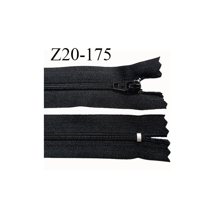 fermeture zip longueur 20 cm couleur anthracite presque noir non séparable largeur 2.4 cm glissière nylon largeur  4 mm