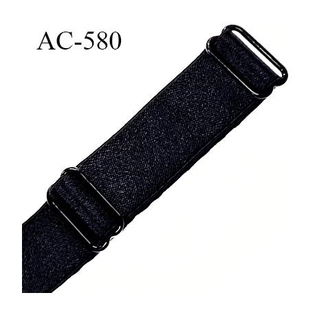 bretelle 16 mm lingerie noir largueur 16 mm longueur 35 cm plus réglage haut gamme avec 2 barrettes métal laqué prix à la pièce