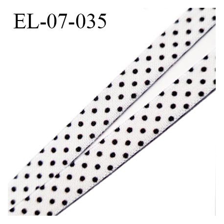 élastique 7 mm lingerie couleur blanc à point noir satiné fabriqué en France pour une grande marque largeur 7 mm prix au mètre