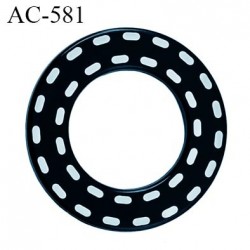 Anneau pvc 41 mm pour lingerie ou autre couleur anthracite brillant pointillé blanc diamètre extérieur 41 mm  intérieur 24 mm