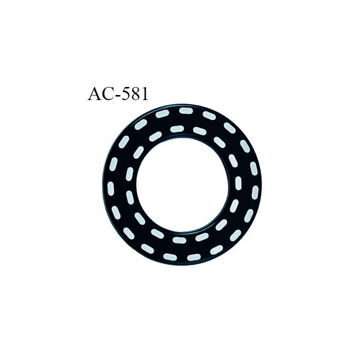 Anneau pvc 41 mm pour lingerie ou autre couleur anthracite brillant pointillé blanc diamètre extérieur 41 mm  intérieur 24 mm