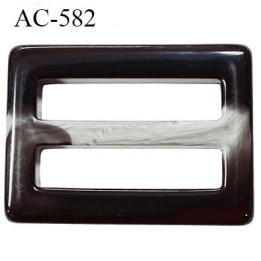 boucle rectangle plastique noir et gris marbré brillant  largeur extérieur 68 mm largeur intérieur  50 mm épaisseur 9.5 mm