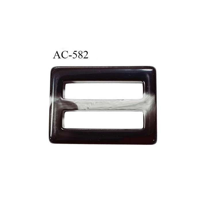 boucle rectangle plastique noir et gris marbré brillant  largeur extérieur 68 mm largeur intérieur  50 mm épaisseur 9.5 mm