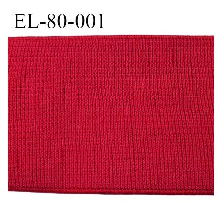 élastique 80 mm très belle qualité couleur rouge style grosse cotes 80 mm idéal pour ceinture Fabriqué en France prix au mètre