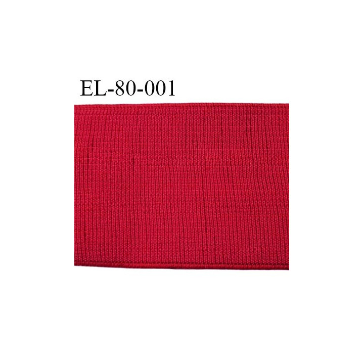 élastique 80 mm très belle qualité couleur rouge style grosse cotes  80 mm idéal pour ceinture  Fabriqué en France prix au mètre
