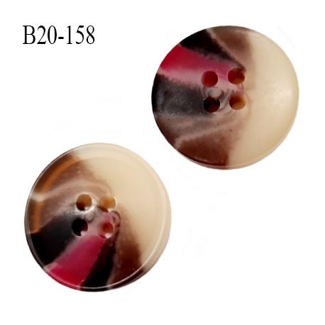 bouton 20 mm  pvc très haut de gamme bouton de grande marque couleur rouge marron ivoire 4 trous diamètre 20 millimètres