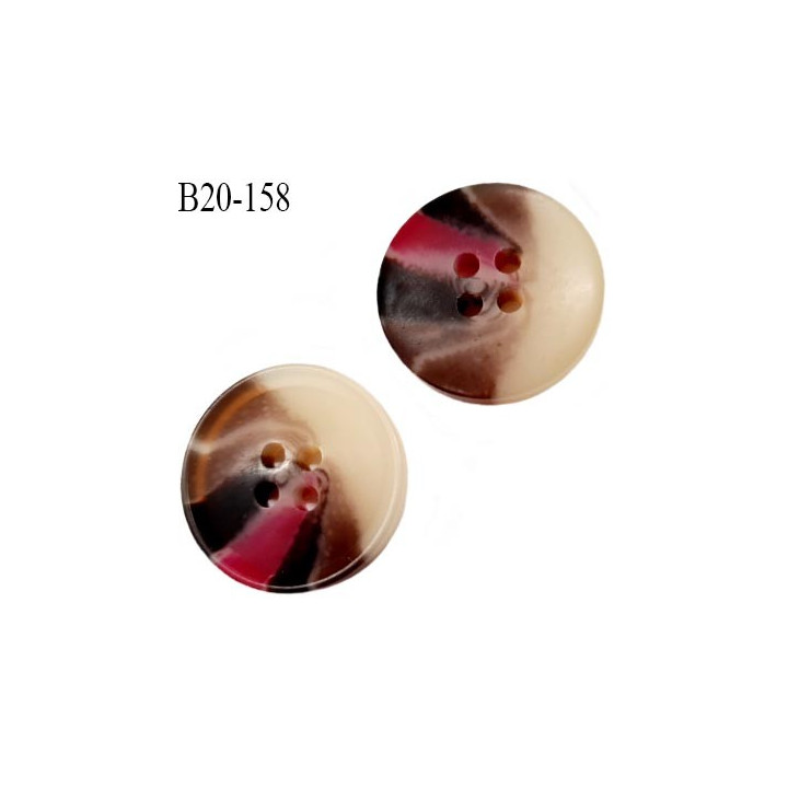 bouton 20 mm  pvc très haut de gamme bouton de grande marque couleur rouge marron ivoire 4 trous diamètre 20 millimètres