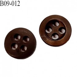 bouton 9 mm pvc très haut de gamme bouton de grande marque style bois couleur marron foncé 4 trous diamètre 9 millimètres