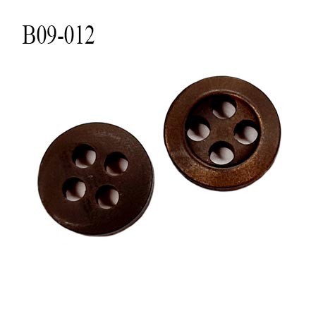 bouton 9 mm pvc très haut de gamme bouton de grande marque couleur marron foncé 4 trous diamètre 9 millimètres