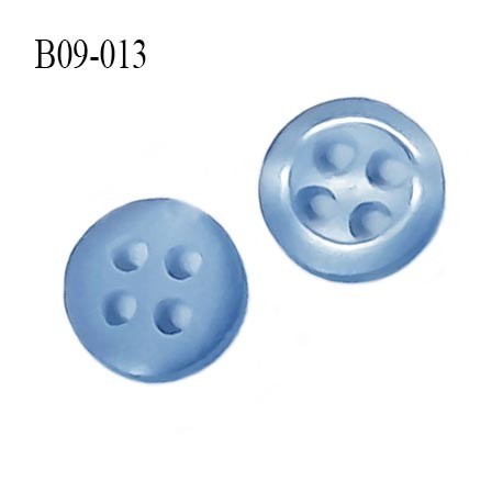 bouton 9 mm pvc très haut de gamme bouton de grande marque couleur bleu 4 trous diamètre 9 millimètres