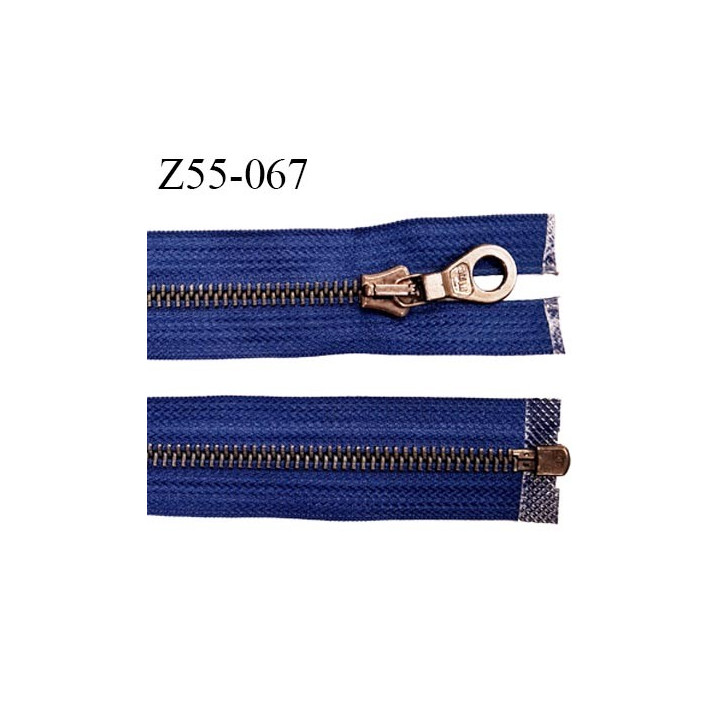 fermeture zip très haut de gamme RIRI superbe longueur 55 cm couleur bleu roi séparable largeur 30 mm glissière métal  6 mm