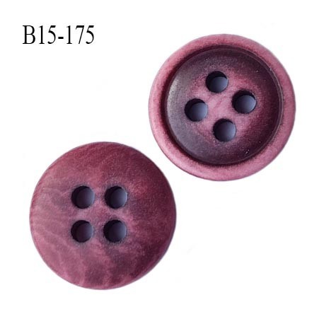 bouton 15 mm couleur rouge patiné 4 trous diamètre 15 millimètres