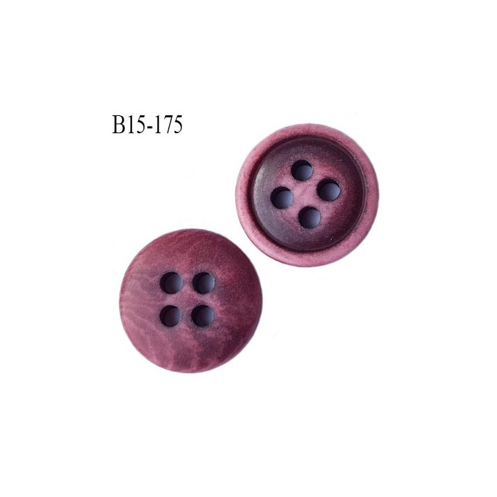 bouton 15 mm couleur rouge patiné 4 trous diamètre 15 millimètres