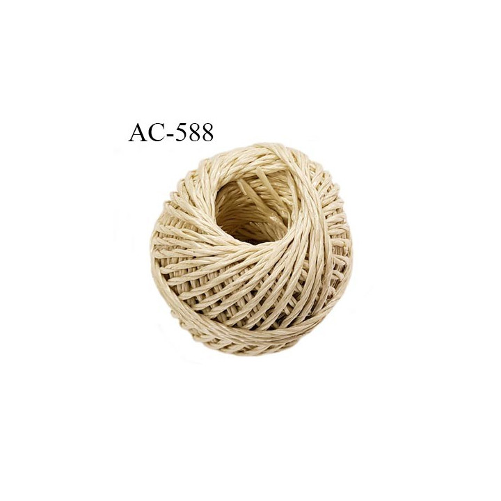 Pelote de corde 2 mm 3 brins synthétique couleur jaune clair longueur 24 mètres très solide