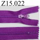 fermeture éclair longueur 15 cm couleur violet non séparable zip nylon largeur 2.5 cm
