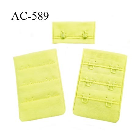 Agrafe attache 38 mm de soutien gorge 3 rangées 2 crochets largeur 38 mm hauteur 55 mm couleur jaune fabriqué en Europe