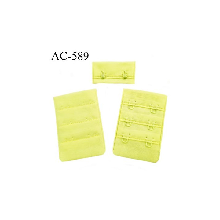 Agrafe attache 38 mm  de soutien gorge 3 rangées 2 crochets largeur 38 mm hauteur 55 mm couleur jaune fabriqué en Europe