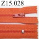 fermeture éclair longueur 15 cm couleur orange non séparable zip nylon largeur 2.5 cm