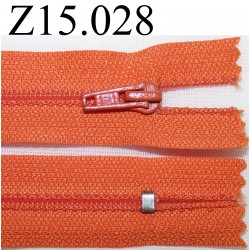 fermeture zip à glissière longueur 15 cm couleur orange non séparable zip nylon largeur 2.5 cm