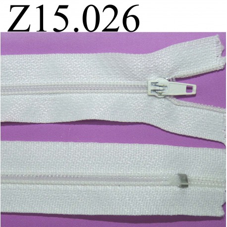 fermeture éclair longueur 15 cm couleur blanche non séparable zip nylon largeur 2.5 cm