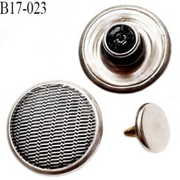 bouton 17 mm  jeans en métal couleur acier avec le clou 17 millimètre haut de gamme pour une grande marque Française
