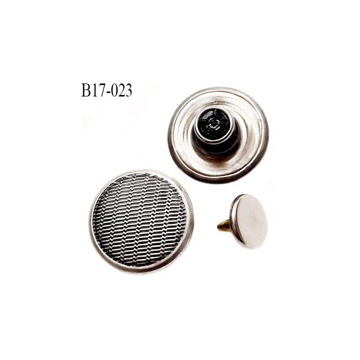 bouton 17 mm  jeans en métal couleur acier avec le clou 17 millimètre haut de gamme pour une grande marque Française