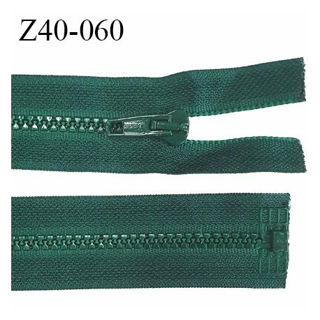 fermeture zip LAMPO longueur 40 cm couleur vert bouteille séparable zip nylon largeur 3.4 cm largeur du zip moulé 6 mm