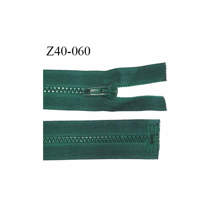 fermeture zip LAMPO longueur 40 cm couleur vert bouteille séparable zip nylon largeur 3.4 cm largeur du zip moulé 6 mm
