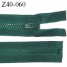 fermeture zip LAMPO longueur 40 cm couleur vert bouteille séparable zip nylon largeur 3.4 cm largeur du zip moulé 6 mm