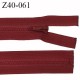 fermeture zip LAMPO longueur 40 cm couleur bordeaux séparable zip nylon largeur 3.4 cm largeur du zip moulé 6 mm